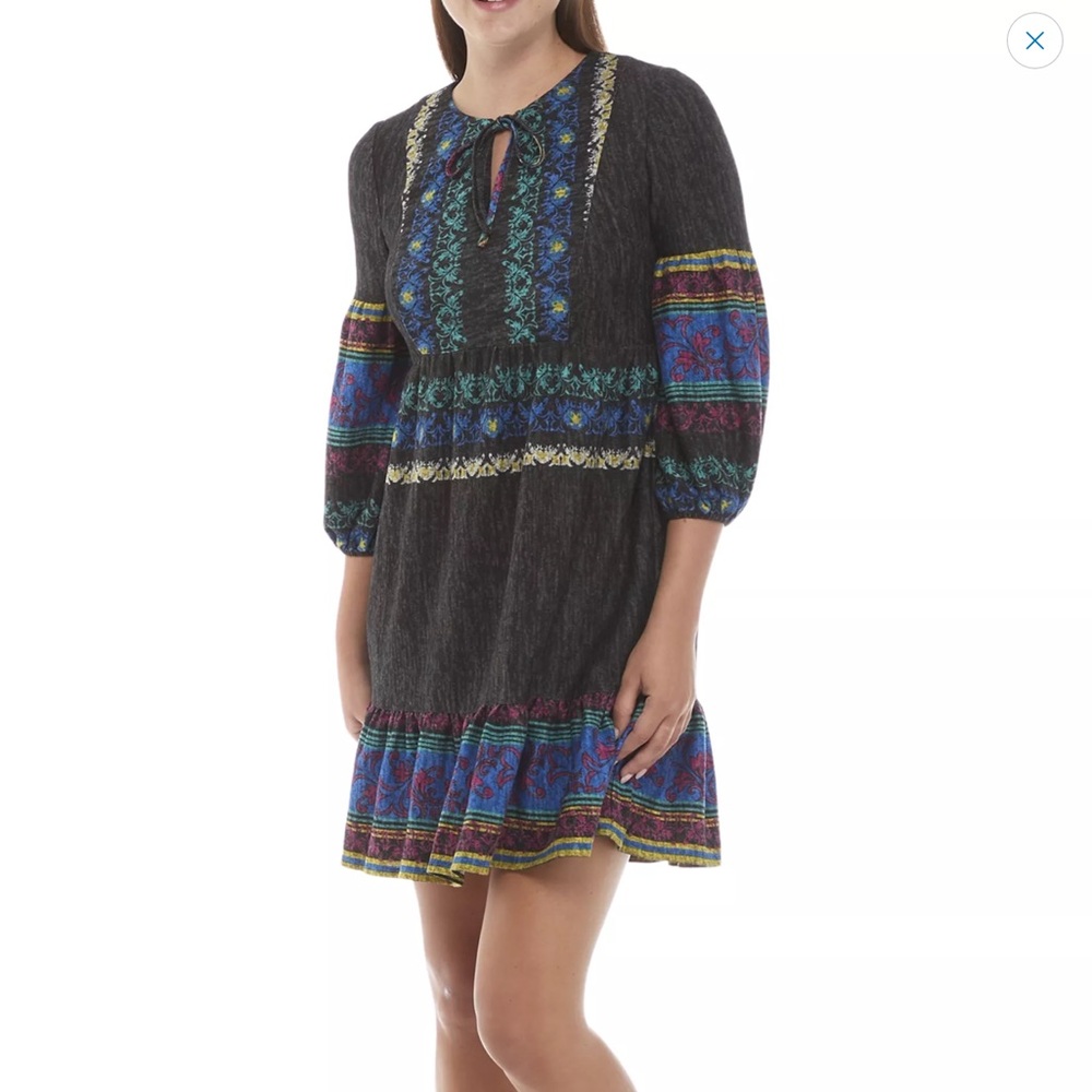 Violet Weekend border print knit dress NWT 14